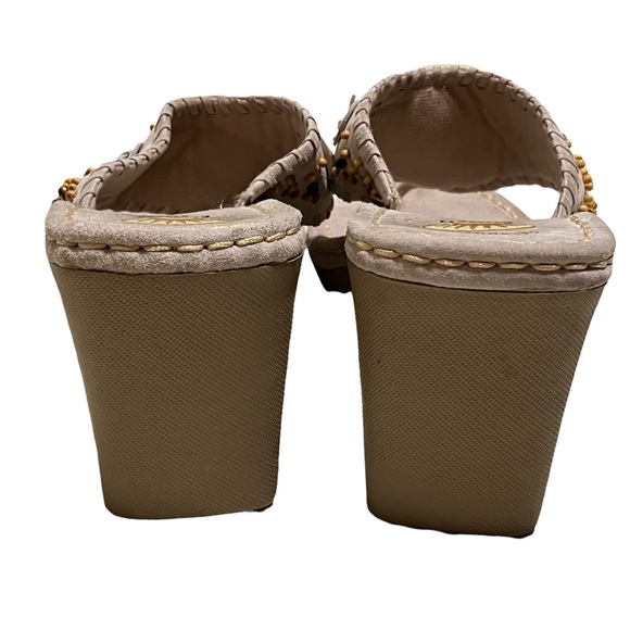 Earth Shoe Gelron 2000 Lily Tan Beaded Wedge Sandal Size 9 - Picture 7 of 11